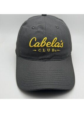 Cabela's Club Baseball Cap Hat Gray Yellow Embroidered Adjustable One Size Fits